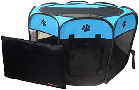 Gommle Portable Pet Playpen for Small Cat Dog Puppy Rabbit,Cat Kitten Playpen Indoor Outdoor with Carrying Case,Waterproof Bottom and Removable Zipper Top (S(28.7" x 28.7" x 16"), Blue)