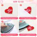 Juexica 24 Pcs Heart Shaped Iron on Patches Glitter Chenille Love Applique Embroidered Appliques Valentine's Day Transfers Sew on Fabric Patch for Clothes Jackets Backpack Hat Decoration(Classic)