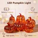 6 Pack Light Up Glass Pumpkin with Timer Fall Decor, Orange