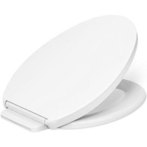 KOHLER K-26801-0 Impro ReadyLatch Quiet Close Elongated Toilet Seat, White Toilet Seat, Grip-Tight Bumpers, New Home Essentials, Slam Prevention