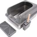 Stainless Steel Cat Litter Box with High Sides and Scoop, 5.28 Gal Metal Litter Box for Cats Less Than 22lbs, Easy Clean Cat Box