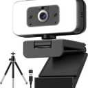 2K Webcam for Laptop, Computer Camera with Light for PC/Desktop/Mac [Light Your Face, Free Your Space] USB Webcam with Auto Anti-Disturb Backlight, Zoom & Flip, Privacy Cover, Microphone