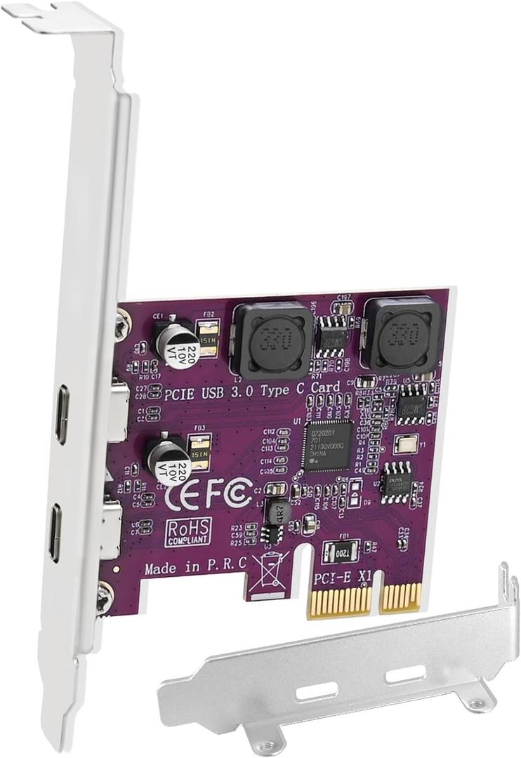 2X 5Gbps USB-C Ports PCI Express to USB 3.0 Expansion Card for Windows 11, 10, 8.x, 7, Vista, XP Desktop PCs, Built in Self-Powered Technology, No Need Additional Power Supply (FS-U302C-Pro)