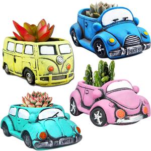 4 Pack Succulent Plants Pot, Small Indoor Plants Pots with Drainage Hole, Decor Garden Pot for Succulents Planter Cactus (Mix 2)