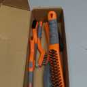 Wire Brush Set 5PCS, Nylon/ Brass/ Stainless Steel/ Carbon Steel Bristles Wire Scratch Brush with Curved Rubber Handle for Cleaning Rust, Corrosion, Dirt, Paint Scrubbing, Deep Detailing Cleaning, Orange