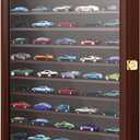 Tatuo Model Car Display Case 1/64 Scale Model Car Display Case Cabinet Rack 26.5" x 18.75" x 3.25" Large Diecast Wall Mounted for Toy Collection Decor(Walnut,with Door)