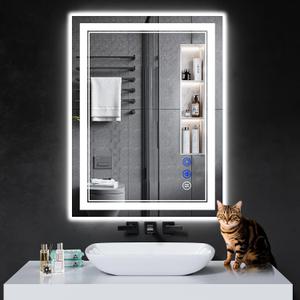 32"x24" LED Bathroom Mirror with Anti-Fog, Stepless Dimmable Lights, 3 Color Modes, Shatter-Proof Tempered Glass,Waterproof Design