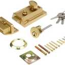 Bitray Night Latch Deadbolt Rim Lock, Anti-Theft Door Lock with Keys, Heavy Guard Security Key, Traditional Nightlatch in Gold
