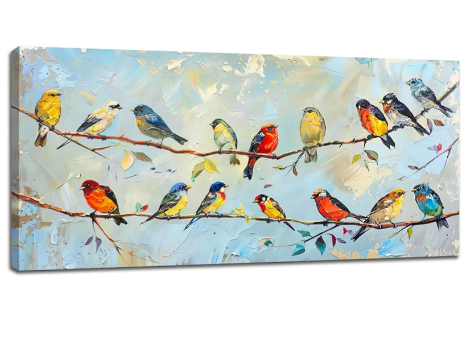 Canvas Large Wall Art for Living Room - Tree Bird Animal Pictures Nature Scenery Landscape - Flower Canvas - Nordic Minimalist Modern Artwork Prints - 60"x30