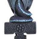 SUMMIT COLLECTION Fantasy Dragon On Celtic Cross Beer Tap Handle Display Grey Stone Sculptural Decor for Homebrew Kegerators Man Cave Bars Cool Beer Gift