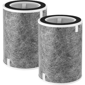 HP202 HP201 Replacement Filter for Shark HP200 Series Air Purifier HP201 HP232 HP302 HC502,3-in-1 True HEPA High-Efficiency Activated Carbon Filter,Part #HE2FKBAS,HE2FKBASMB,2 Pack