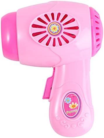 Toyvian Small Doll Hair Dryer: Pretend Play Play Toy for Girls 3-7, Hair Dryer Montessori Kitchen Playset Educational Toys for Beauty, Doll House Accessories, Pink or Rose Red