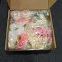 ATTGREAT Fake Flower Heads Mini Silk Flowrs Bulk Small Flower 3D Loose Faux Daisy Rose Sunflowers Plum Blossoms Craft for Wedding Party Cake Baby Shower Home Decor, 110Pcs(Champagne)