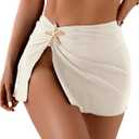 RoseSeek Women's Starfish Split Thigh Beach Skirt Skinny Vacation Bathing Suit Cover Up Skirts with Charm (Beige, M)