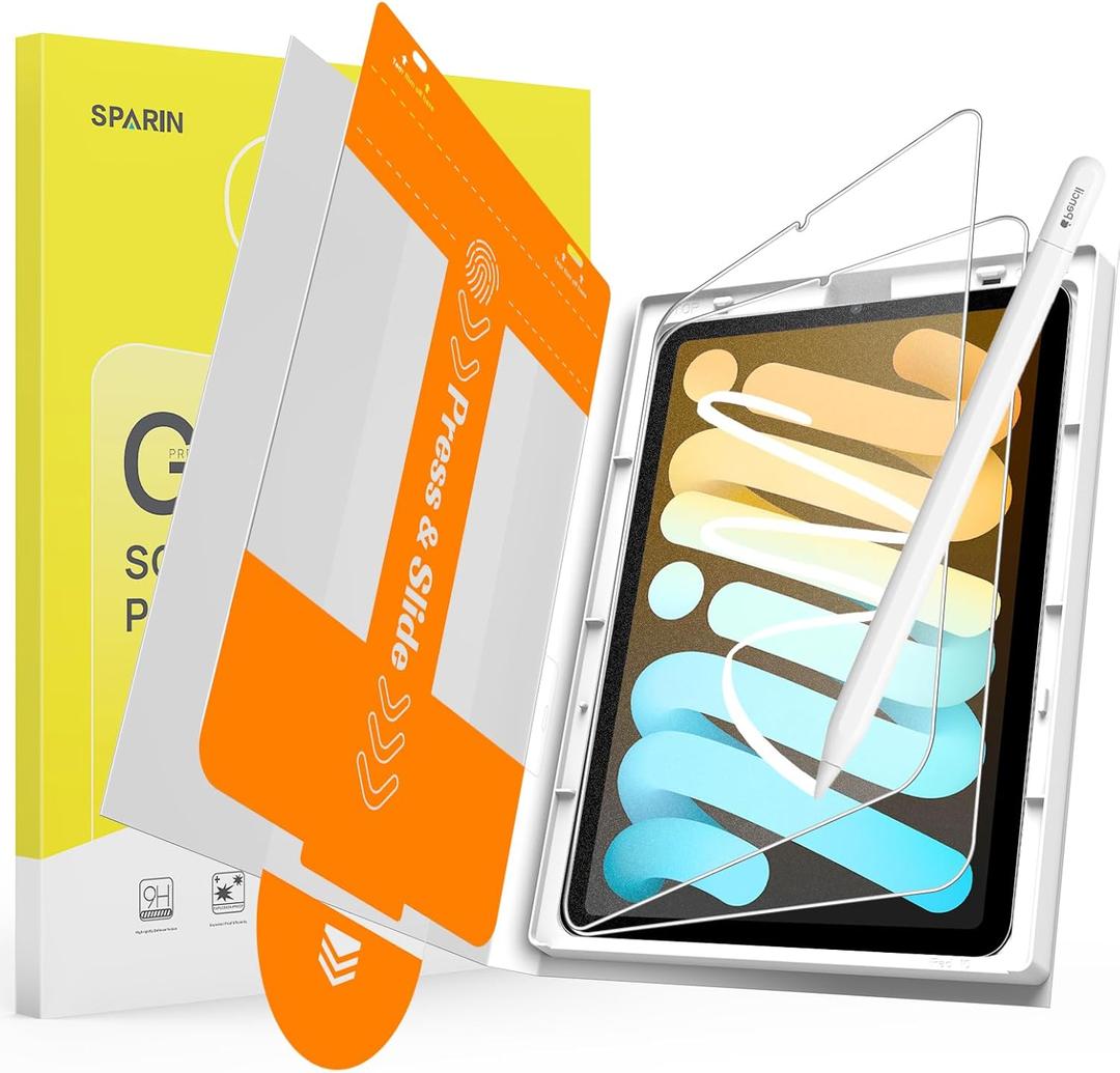 SPARIN 2 Pack Paper Glass Screen Protector for iPad Mini 7 (A17 Pro) & iPad Mini 6 8.3 inch (7th/6th Gen, 2024/2021), Matte Film for Drawing/Writing with Auto Application Tray