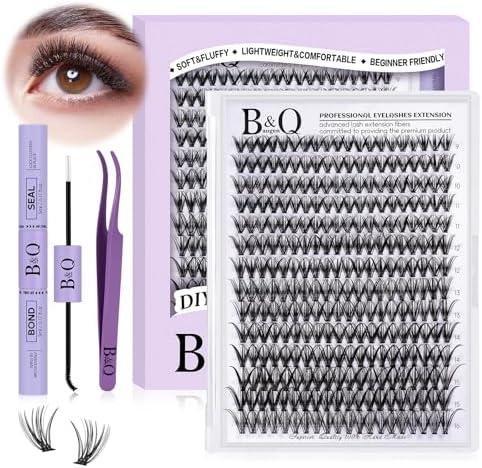 DIY Lash Extension Kit 280pcs Individual Lashes Cluster D Curl Eyelash Extension Kit Lash Clusters with Lash Bond and Seal and Lash Applicator Tool for Self Application (KIT,30D-D-9-16MIX)