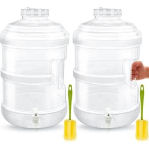 Qinyoung 2 Pcs Jug with Lid and Spout Drink Beverage Dispenser Plastic Water Aguas Frescas Containers Drink Jar Containers Ideal for Juice Parties Small Business(5 Gallon)