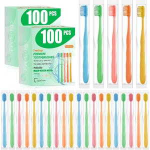 200-Pack Premium Bulk Disposable Toothbrushes, Individually Wrapped, Soft Bristles, Peanut Grip Handle for Travel, Guest Bathroom, Hotel & Emergency Kits, Family, Kids & Adults, Single Use