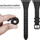 XCCYBTT Slim Leather Bands Compatible with Apple Watch Band 46mm/49mm/45mm/44mm/42mm, Genuine Leather Strap for iWatch Series 11/10/9/8/7/6/5/4/3/2/1 SE 3/2/1 Ultra 3 2 1 Women, Black/Black