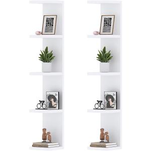 LitaEther 5 Tier White Lack Wall Shelf - Multi-Functional Display Organizer for Anime Figures, Funko Pop, Plants, Makeup & Books (7.1" x 5.5" x 30.7") Space-Saving Floating Shelf for Home & Office