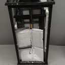 Glitzhome Decorative Candle Lanterns, Set of 2 Farmhouse Oversized Wooden Lanterns Decor Black Lanterns for Porch, Patio, Garden, Balcony, Wedding, Table Centerpiece Decorations (No Glass)