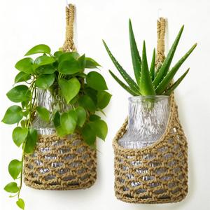 Macrame Wall Plant Hanger, Hanging Planter Basket Holder, Wall Planters for Indoor Plants, for Up to 6 Inch Pot (Brown, 6-Inch)