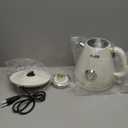 Hazel Quinn Retro Electric Kettle - 1.7 Liters / 57.5 Ounces Tea Kettle with Thermometer, All Stainless Steel, 1200 Watts Fast Boiling, BPA-free, Cordless, Automatic Shut Off - Pearl White