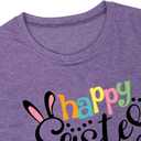 Happy Easter Shirts for Women Easter Bunny T-Shirt Rabbit Graphic Tees Easter Egg Holiday Shirt Tops (Purple, L)