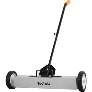 Toolwiz Magnetic Pick Up Sweeper with Wheels 24-inch Large Magnet Pickup Lawn Sweeper Roofing Tools, 33Lbs Yard Tools with Telescoping Holder and Quick Release Latch for Heavy Duty Metal Clean up