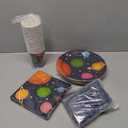 Juvale Outer Space Party Supplies Bundle Plates, Napkins, Cups, and Cutlery - Serves 24, 144 Total Pieces for a Fun and Memorable Birthday Celebration - Space Party Plates