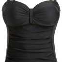 Women's Underwire Tummy Control Swimsuit Top with Push Up - No Bottom Included (X-Large, Black)