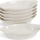 Au Gratin Baking Dishes, by Kook, Mini Casserole Dish, Set of 6, for Banana Split, Oven and Microwave Safe, Dishwasher Safe, Ceramic Dishes, Lasagna & Cobblers, Individual Serving, 12 oz (Ivory)