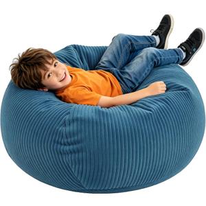 LPMOERA Bean Bag Chairs for Kids/Teen with Memory Foam Filling Bean Bag Sofa with Soft Corduroy Fabric BeanBag Chair for Living Room Bedroom College Dorm Reading Chair Blue