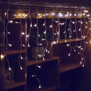 Qunlight Orangie 8 Modes LED Icicle Lights, 9.8 FT 96 LED Fairy String Lights Plug in Extendable Curtain Light String Christmas Lights for Bedroom Patio Yard Garden Wedding Party (Cool White)