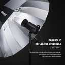 NEEWER 51"/130cm Parabolic Reflective Umbrella Photography with Silver Inner, Soft Lighting with Diffuser Cover, Bag, Quick Fold for Camera Photo Studio Video Light Shooting Monolight Flash, NS2U