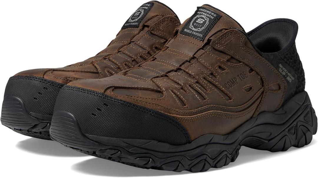 Skechers Men's Work Holdredge Ryker Hands Free Slip-in, Brown, 9W