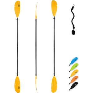 OCEANBROAD Adjustable Fishing Kayak Paddle - 94in/240cm-98in/250cm-102in/260cm Aluminum Alloy Shaft with Paddle Leash (Yellow) OCEANBROAD Adjustable Fishing Kayak Paddle - 94in/240cm-98in/250cm-102in/260cm Aluminum Alloy Shaft with Paddle Leash (Yellow)