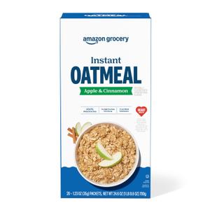 3 x Amazon Grocery, Apple & Cinnamon Instant Oatmeal, 1.23 Oz, 20 Ct