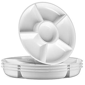 Plasticpro 6 Sectional Round Plastic Serving Tray/ Platter (2, White)