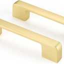 Rergy 10 Pack Golden Cabinet Handles Brushed Brass Cabinet Pulls - 4inch Kitchen Drawer Pulls Modern Dresser Drawer Hardware Zinc Alloy Pulls for Kitchen, Livingroom, Bathroom