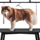 Dog Grooming Table Arm Stand Adjustable About Height 32"-47" Width Dog Grooming Arm with Clamp No-Sit Haunch Holders for Medium/Large Pets Metal(Grooming Table Not Included) (Black)