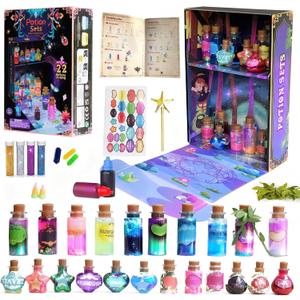 Fairy Potion Kits for Kids, Magic Mix Kit with 22 Bottles, Potion Making for Girls and Boys, Art Craft Toys for Kids Ages 6-12, Gifts for 6 7 8 Year Old Girls, Christmas Halloween Birthday Gifts
