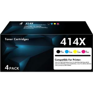 414X Toner Cartridges 4 Pack High Yield Compatible 414X Work for Color Pro MFP M479fdw M479fdn M454dw M454dn M454 M479 Printer Ink with Chip (Black Cyan Yellow Magenta)
