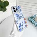 2 x NITITOP Compatible with iPhone 16 Pro Case with Card Holder Clear Cute Floral Flowers Branch for Women Girls Soft TPU Wallet Shockproof Protective Cover - Blue