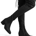 DREAM PAIRS Women's Laurence Over The Knee Thigh High Chunky Heel Boots Long Stretch Sexy Fall Boots (5, Black)