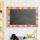 2 x 32.8Ft Groovy Happy Face Bulletin Board Border Colorful Smile Face Die Cut Trim Border Roll for Back to School Classroom Chalkboard Wall Decor