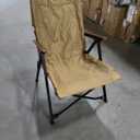 Outdoor Portable Folding Camping Chair, Wooden Armrests, Adjustable High Back (Khaki)