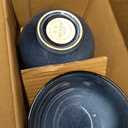 Pokini Stoneware Dinnerware Sets for 6, 18pcs Plates and Bowls Sets Dishes | Reactive Glaze Ceramic Dish Set, Microwave & Dishwasher Safe, Highly Chip and Crack Resistant Dishware sets, Starry Blue