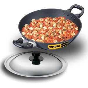 Hawkins Futura Nonstick Kadhai 2.5 L, 26 cm, 3.25 mm with SS lid (Black)