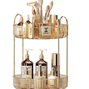 COMVTUPY 360° Rotating Makeup Organizer - Large Capacity Makeup Skincare Perfume Organizer Bathroom Organizer for Countertop Amber 2 Tier